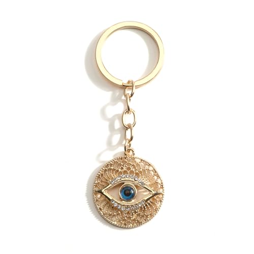 Evil Eye Keychain,Gold Keychain for Good Luck Protection,Mystical Talisman Gift for Women Friends Birthday Christmas