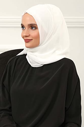 Aisha's Design Instant Chiffon Shawl for Women Modesty Turban Hijab Head Wrap Ready to Wear Women Headscarf - color: Ivory