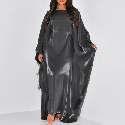 Muslim Dress Women One-Piece Prayer Dress Long Robe Long Sleeve Maxi Kaftan Dresses Islamic Clothes Set - color: Black