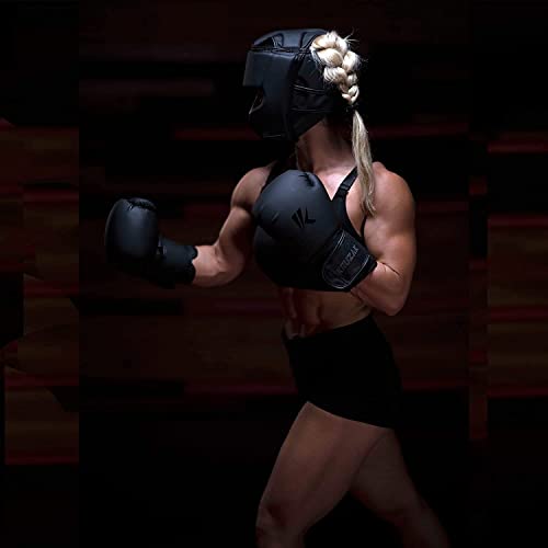Kruzak Unisex Boxing Headgears - MMA Training, Adjustable Padded, Kara,Muay Thai Headgear, Kickboxing, Sparring, Martial Arts, Karate, Taekwondo MMA Body Equipment - color: Matte Black, size: Large-X-Large
