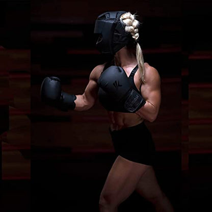 Kruzak Unisex Boxing Headgears - MMA Training, Adjustable Padded, Kara,Muay Thai Headgear, Kickboxing, Sparring, Martial Arts, Karate, Taekwondo MMA Body Equipment - color: Matte Black, size: Small-Medium