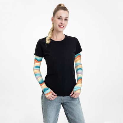 Arm Sleeves Outdoor Garden Sports Cooling Sun Sleeve for Women Men Farm - color: Abstract