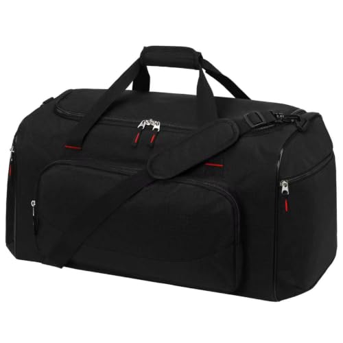 55L Sports Gym Duffle Bag for Men, 22 inch, Black | Large Capacity, Workout, Travel, Weekender, Fitness, Heavy Duty, Multi Pockets, Spacious - color: Black