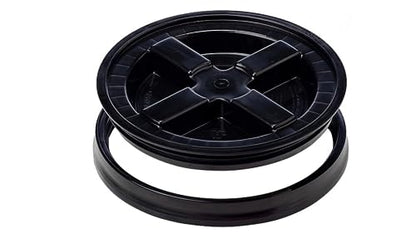 5 Gallon Food Grade Plastic Bucket with Air Tight Screw on Lid Made in USA Container (Yellow Bucket with Black Lid) - color: Yellow Bucket With Black Lid