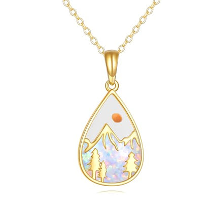 DOVRAN 9K/10K/14K Solid Gold Necklace for Women Real Yellow Gold Faith Pendant Jewelry Mother's Day Birthday Gift for Wife Mom - color: A04-9K Mustard Seed
