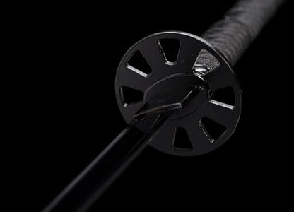 41 in All Black Japanese Samurai Katana Sword Functional Damascus Folded Steel