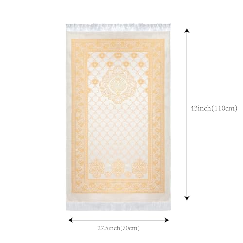 Prayer Rug Muslim Prayer Mat for Kids Men Women - Soft Thin Prayer Carpet Mats Islam for Eid Travel Ramadan, Mubarak Islamic Gifts (Champagne) - color: Champagne