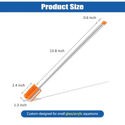 DaToo Small Glass Aguarium Cleaning Tool Algae Scraper for Acrylic Aquariums Fish Tank Cleaner Brush (Longer Size) - size: 17.3in
