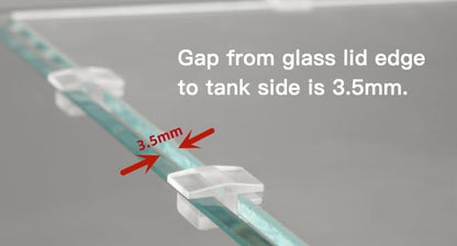 Low-Profile Clear Acrylic Aquarium Cover Clips for 4mm Glass Lid (3.5mm Gap per Side) - 12pcs, Minimalist, Fits Rimless Tanks of All Thicknesses - size: 4mm with 3.5mm Gap (12 pcs)