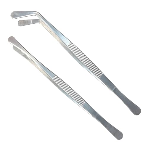 2-Pack 12-Inch BBQ Kitchen Tweezers Tongs, Extra-Long Stainless Steel Cooking Tweezers Dishwasher Safe for Grilling, Baking & Food Prep (12Inch BBQ Tongs) - color: 12inch Bbq Tongs