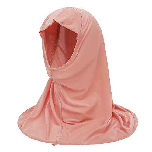Girls Ice Silk Muslim Khimar Hijab Headscarf Flower Arab Scarf Shawls Neck Wrap Islamic Head Wrap for Age 2-7 Years - color: Style 4-rubber Red