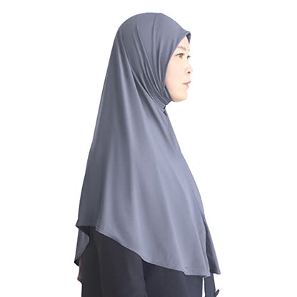 Women's Instant Hijab Muslim Headscarf Prayer Scarf Soft Breathable Stretchy Wrap - color: Gray