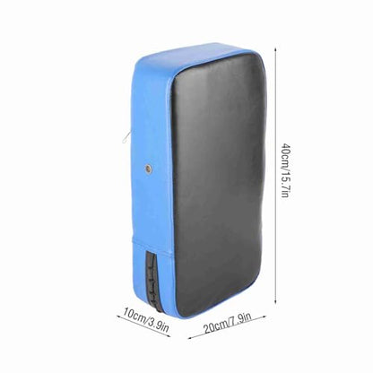 Ejoyous Kicking Pad Taekwondo Boxing Kicking Curve Pad Foot Target Kick Strike PU Leather Grip Bar Compression Band Metal Rings Hook Loop for Training - color: Blue