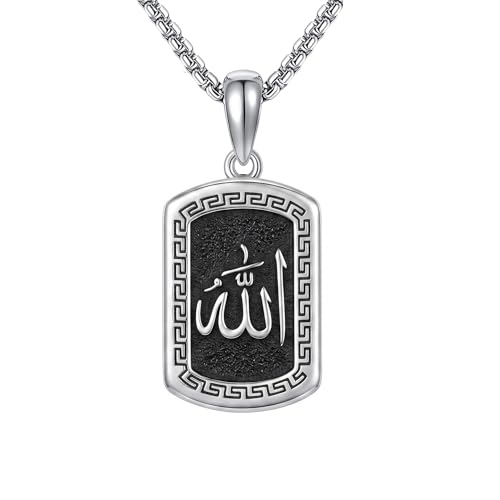 Allah Necklace for Men 925 Sterling Silver Islamic Necklace Allah Jewelry Gifts for Men Women