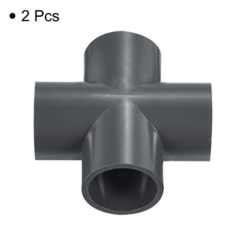 PATIKIL 25mm PVC Pipe Fittings, 2 Pack 4 Way Tee Shape Water Tubing Cross Joint Connectors Adapters for Garden Irrigation Home Aquarium - size: 25mm