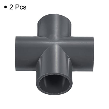 PATIKIL 25mm PVC Pipe Fittings, 2 Pack 4 Way Tee Shape Water Tubing Cross Joint Connectors Adapters for Garden Irrigation Home Aquarium - size: 25mm