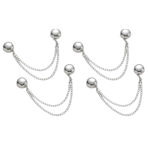 Multi-Function Magnetic Clothing Clips, 4 Packs Pinless Colorful Hijab Magnets, No Pierce Clothing Buttons for Women Dress Shirt Scarf - color: Silver-A