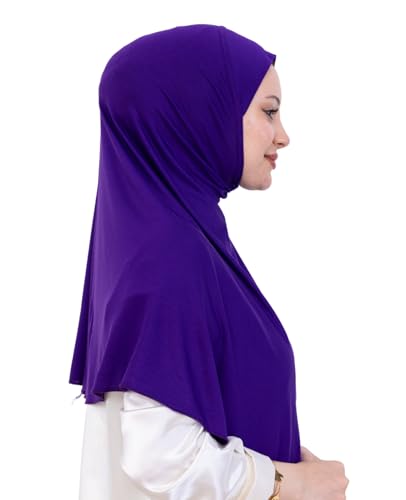 Prien Ready Hijab For Women, One Piece Muslim Instant Turban, Easy To Wear Long Head Scarf, Turkish Islamic Clothes For Abaya - color: Purple