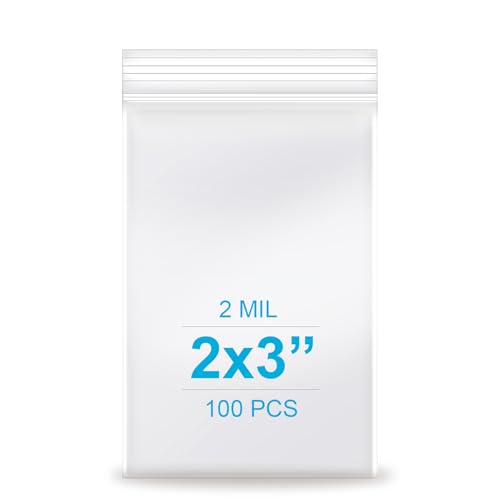 2''x 3'', (Pack of 100) Thick Clear Plastic Reclosable Zip Poly Bags with Resealable Lock Seal Zipper for Photo, Jewelry, Bakery, Treats, Travel, Storage, Packaging & Shipping - size: 2" x 3"