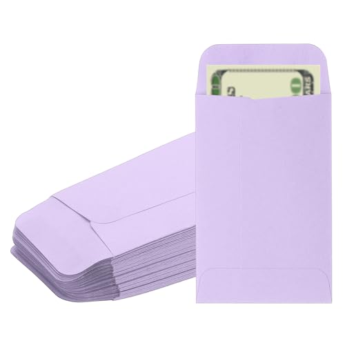 PATIKIL Money Envelope, 50 Pack 3.5" x 2.2" Cash Envelopes Money Holder Bags Budgeting Saving Challenge Letter for Gift Coins Checks Tickets Jewelry Passport Card, Purple - color: Purple, size: 3.5" x 2.2"