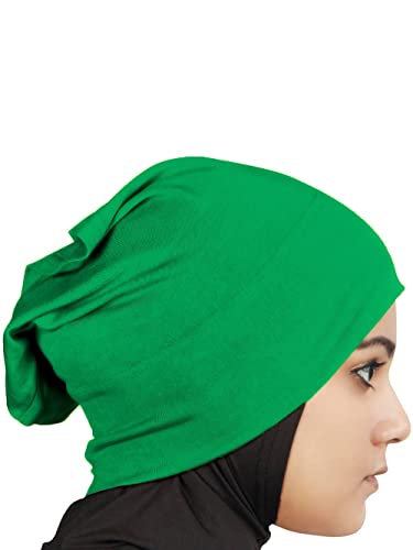 MyBatua Women's 2-Piece Al-Amira Hijab with Under Scarf/Cap/Bonnet in Soft Viscose Jersey, Ready to Wear HJ-129 - color: Emerald