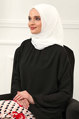 Aisha's Design Instant Chiffon Shawl for Women Modesty Turban Hijab Head Wrap Ready to Wear Women Headscarf - color: Ivory