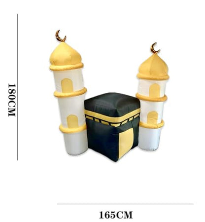 Inflatable Islamic 6FT Ramadan Kareem/Eid Mubarak Kaaba Mosque. Ramadan Blow Up Yard Decorations for Home Holiday Party Indoor, Outdoor,Garden, Lawn Decor. with LED Lights, 3 Banners Rmadan,Eid
