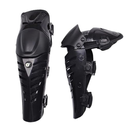 Motorcycle Knee Shin Guard Pads, Long Leg Sleeve Crashproof Motocross Protective Gear Armor Bendable Adjustable Mtb Knee Pads for Men Mountain Biking Racing (Black) - color: Black