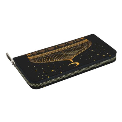 Elegant Islamic Style PU Leather Long Wallet for Women Men, Zipper Clutch Wallet RFID Card Holder Organizer - color: Elegant Islamic Style
