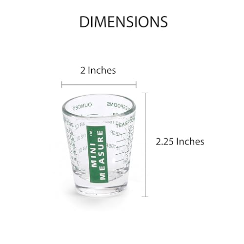 Kolder Mini Measure Heavy Glass, 20-Incremental Measurements Multi-Purpose Liquid and Dry Measuring Shot Glass, Green, Set of 3 - color: Green, size: Set of 3