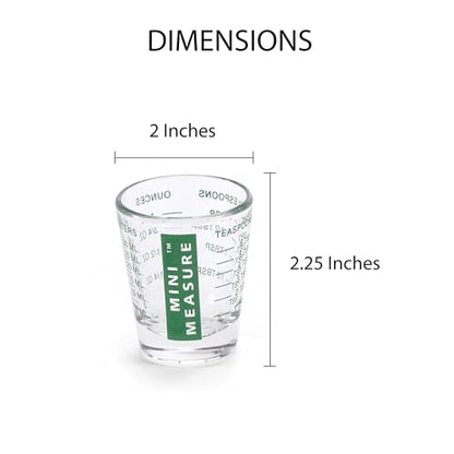 Kolder Mini Measure Heavy Glass, 20-Incremental Measurements Multi-Purpose Liquid and Dry Measuring Shot Glass, Green, Set of 3 - color: Green, size: Set of 3