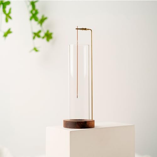 Incense Holder for Sticks, Anti-Ash Flying Incense Burner with 30 Incense Sticks, Detachable Glass Ash Catcher (Wood, Brown) - color: Brown