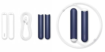 Tangram Smart Rope Rookie – Smart Jump Rope with Counter & App, Bluetooth Fitness Tracker, Adjustable Jump Rope for Weight Loss, Cardio, HIIT & Home Workouts - color: White/Navy