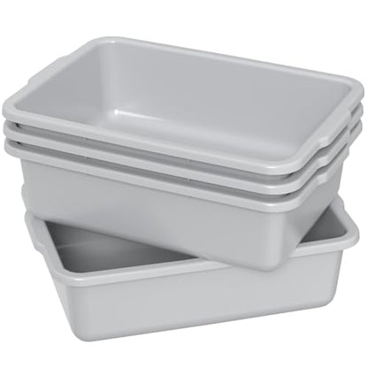 Light Gray Bus Tub, 35 L Plastic Commercial Bus Tubs, 4 Packs | Food Service Bus Box for Restaurant, Food Preparation, Frozen Food, Storage, Washing Dishes, Transportation and Cleaning - size: 35 L