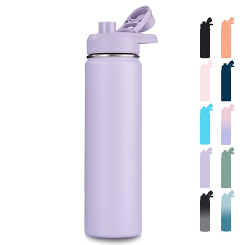 Fijinhom Insulated Water Bottle with Handle, 304 Stainless Steel Water Bottles with Wide Mouth, Double Wall Vacuum Sports Water Bottle, BPA Free, Keep Cold and Hot, 24 Ounces, Purple - color: Purple, size: 24 Ounces