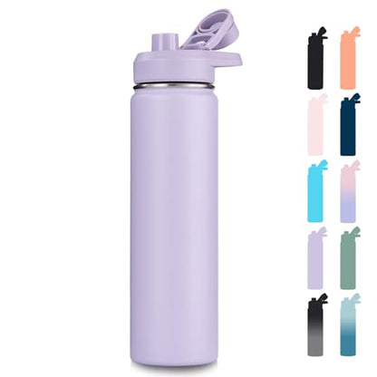 Fijinhom Insulated Water Bottle with Handle, 304 Stainless Steel Water Bottles with Wide Mouth, Double Wall Vacuum Sports Water Bottle, BPA Free, Keep Cold and Hot, 24 Ounces, Purple - color: Purple, size: 24 Ounces