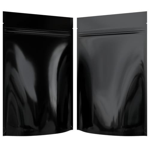 Mylar Style Barrier Bags – Zipper w/Heat Seal – 100 Bags (Gloss Black/Gloss Black, 1 Ounce - 6?x9.25?x2.33?) - color: Gloss Black / Gloss Black, size: 6x9.25x2.33 Inch (Pack of 100)