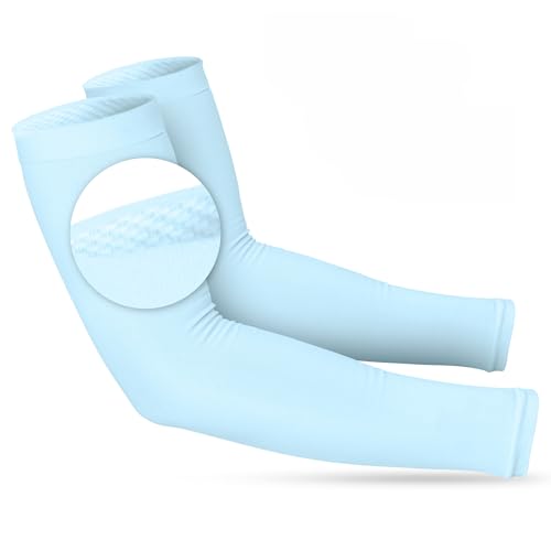 SportsTrail Cooling Arm Sleeves for Men & Women – Breathable, UV Sun Protection, Sports Arm Sleeves for Women, Men & Youth - color: 1 Pair: Pastel Blue