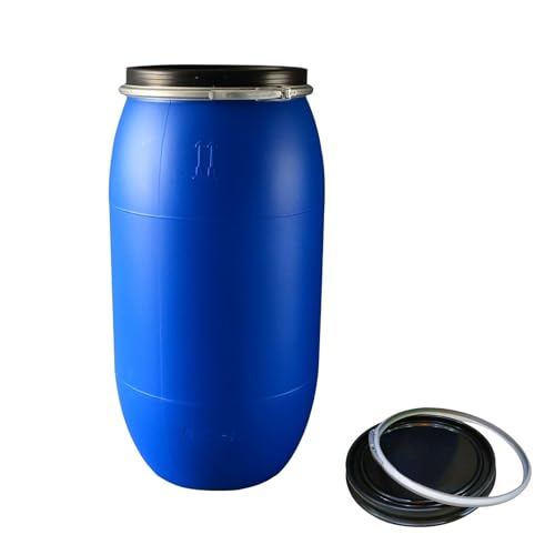 Shipping Barrel, Plastic Drum with Lid, Food Grade Container, Air Tight for Water and Food Storage, Rain Barrel Use(160L) - size: 160L