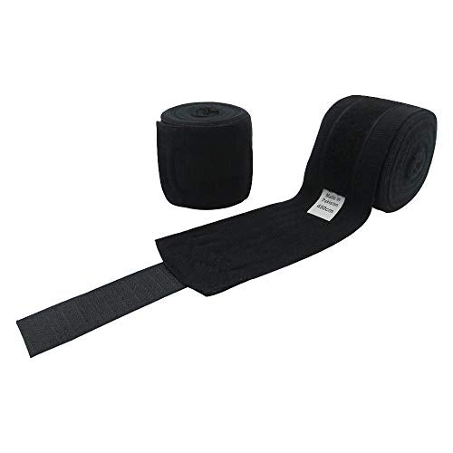 Elastic Professional 180 inch Handwraps for Boxing Kickboxing Muay Thai MMA, Boxing Hand Wraps 180, Boxing Wrap Roller, Kickboxing Wraps, Hand Wraps, Wrist Wraps Boxing, MMA Hand Protection - color: Black