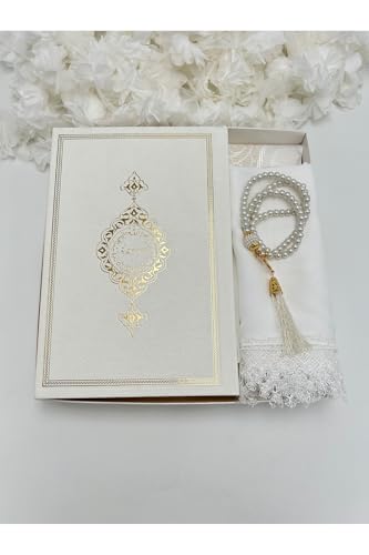 SODEF Cream Gift Set, 4 Piece Islamic Bohça Set for Hajj, Umrah, Dowry, Mevlid - Cream