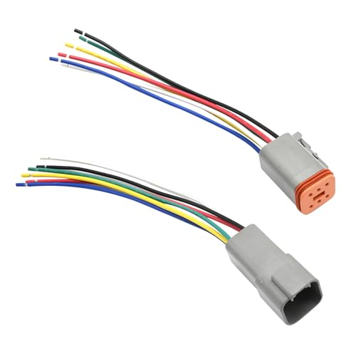 6 Pack Sealed Waterproof DT Connector, 16 AWG 6-Pin Male and Female Automotive Wire Connectors with Heat Shrink Tubes, Replacement for the Electrical Systems of Motorized Vehicles