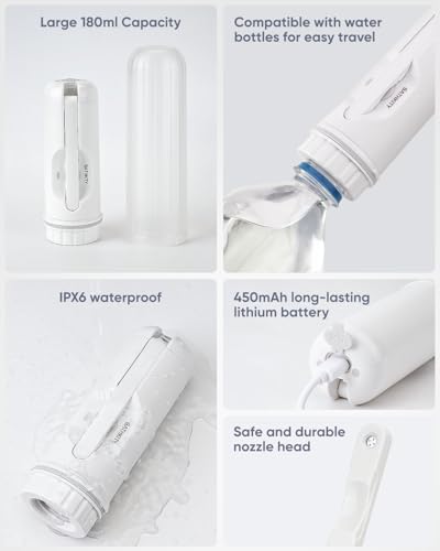 Portable Bidet for Travel, Multi- Bottle Compatible Handheld Bidet, 3 Water Pressure Modes, 180°Adjustable Nozzle, IPX6 Waterproof, White