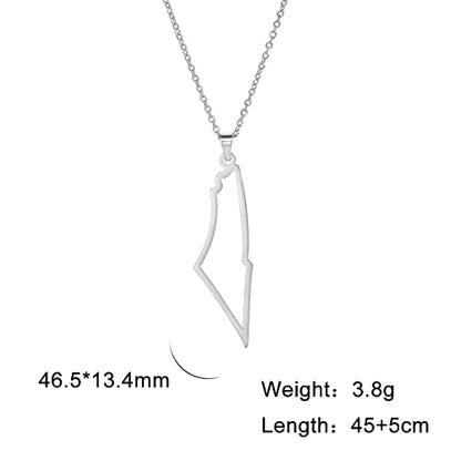 Stainless Steel Palestine Map Outline Pendant, Hollow Country Map Necklace For Adults - color: Gold A