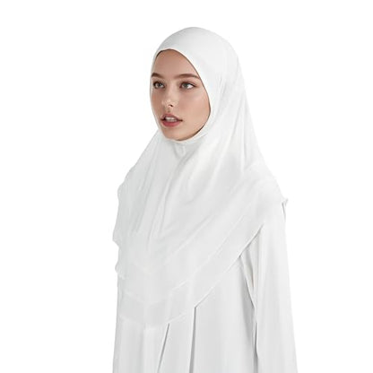 Hijab for Women Muslim Patterned Headscarf Arabian Headscarf Islamic Khimar Prayer Cloth Hijab Scarf for Women - color: White