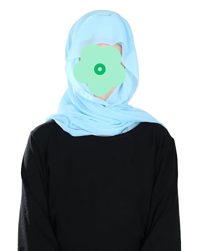 Magnetic Chiffon Hijab Scarf for Women, Quick Snap Closure Headscarf, Breathable Muslim Headwrap with Under Cap - color: Sky Chiffon