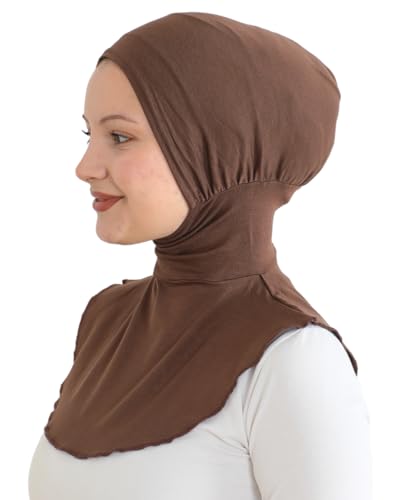 Prien Sport Hijab For Women, Muslim Head Scarf, Flexible Turban Girls, Chic Islamic Wear For Gym, Neck Collar Bonnet Viscose - color: Brown