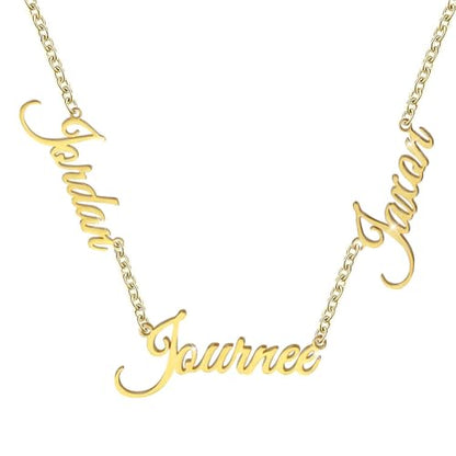 10K/14K/18K Solid Gold Name Plate Necklace,Real Gold Customized Name Necklace with Birthstone for Women,Personalized 1-4 Nameplates Necklaces Birthday for Her Girls - color: Style 8:3 name