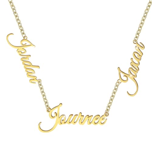 10K/14K/18K Solid Gold Name Plate Necklace,Real Gold Customized Name Necklace with Birthstone for Women,Personalized 1-4 Nameplates Necklaces Birthday for Her Girls - color: Style 8:3 name