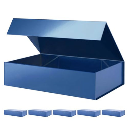 PACKHOME 6 Extra Large Gift Boxes 17.5x11.3x4.3 Inches, Sturdy Shirt Boxes with Magnetic Lids for Clothes and Large Gifts (Glossy Blue) - color: 17x11x4 Inch-Blue-Pack of 6